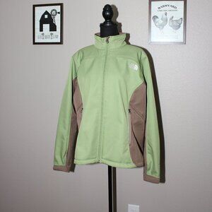 The North Face Womens Softshell Jacket AA5S Green Brown Size XL